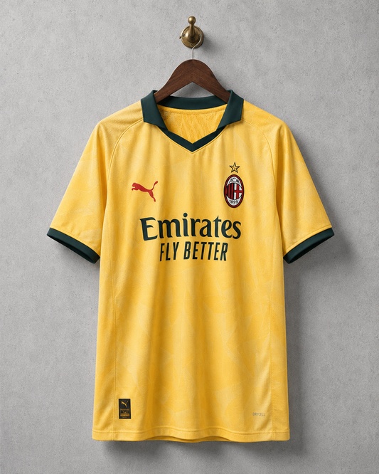 Yellow AC Milan Football Match Jersey and Shorts Combo