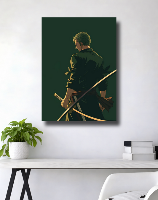 Roronoa Zoro | Intense Smirk Pose | One Piece Green Aesthetic Poster | Anime Wall Art