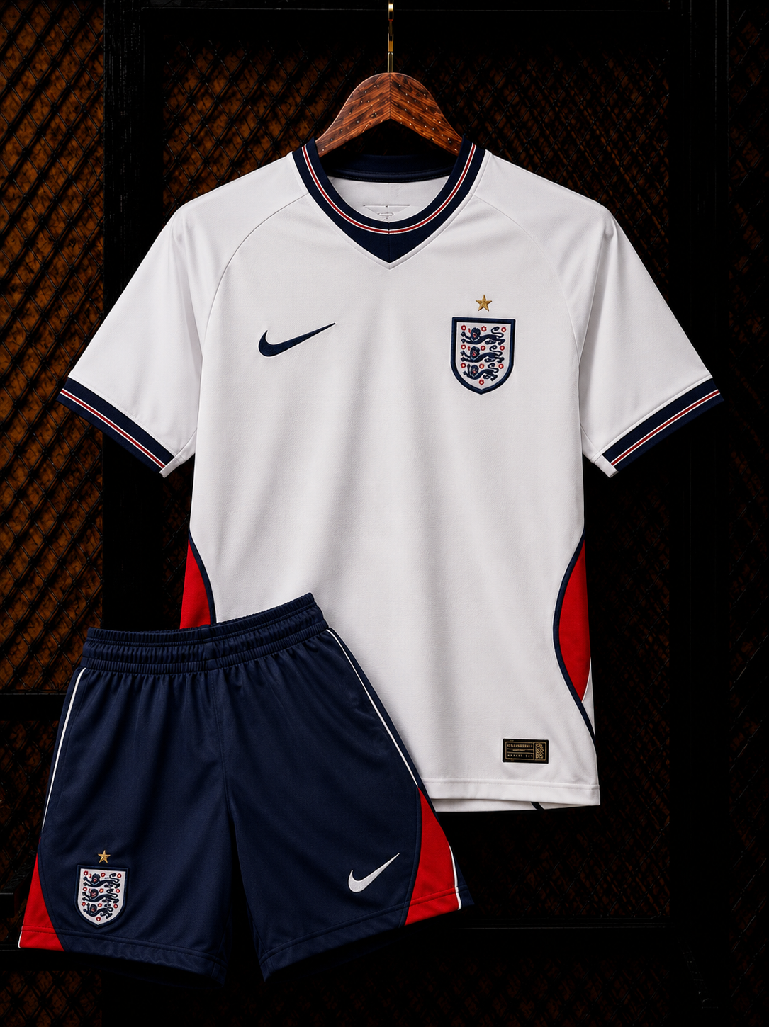 Nike England Home Football Kit – White Jersey & Navy Shorts Set