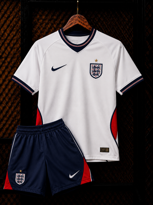 Nike England Home Football Kit – White Jersey & Navy Shorts Set