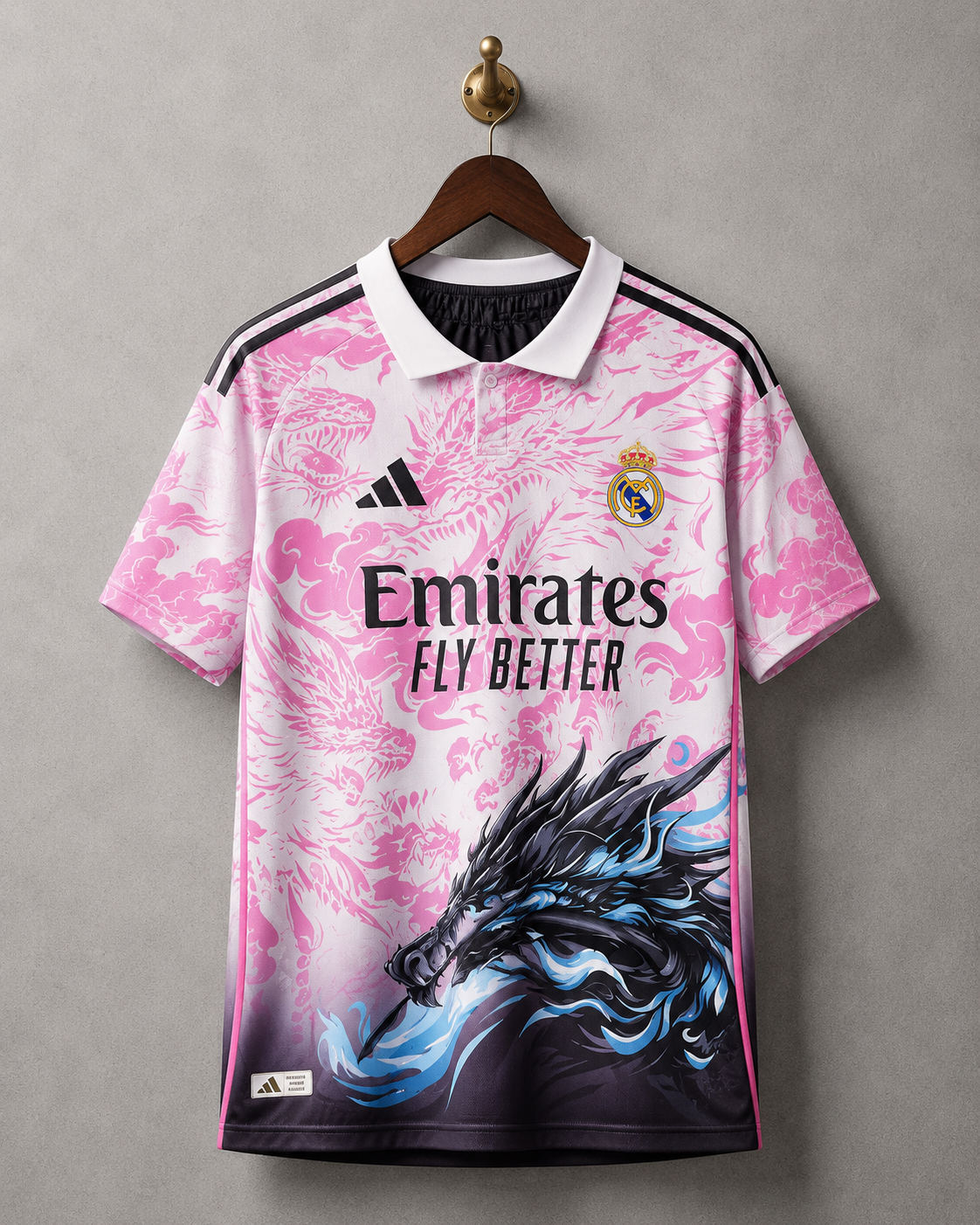 Real Madrid Dragon Graphic Pink Jersey & Shorts Combo