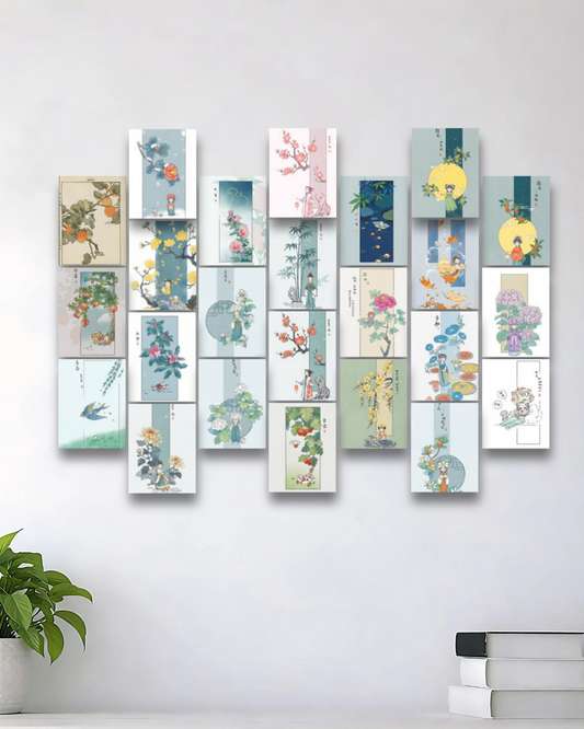 JAPANESE AESTHETIC ART & FLORAL WALL COLLAGE MINI POSTER | 24 PACKS
