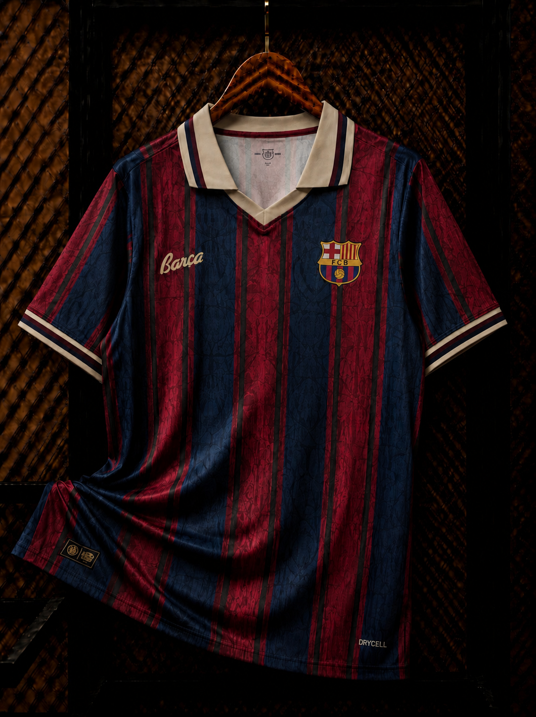 Barcelona Retro Collar Striped Football Jersey – "Barça" Edition