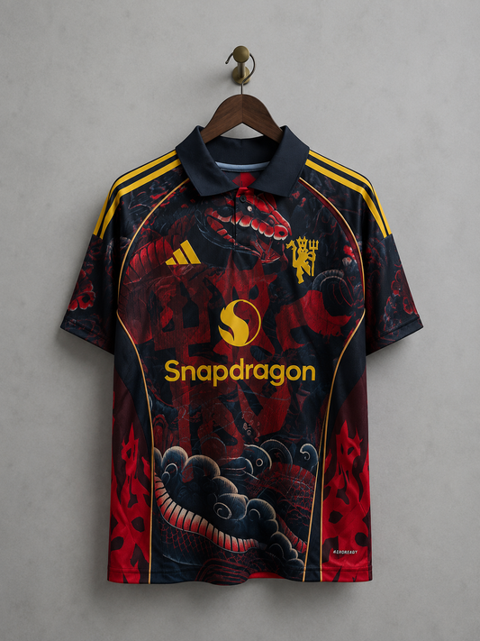 Manchester United Red & Blue Dragon Jersey & Shorts Combo