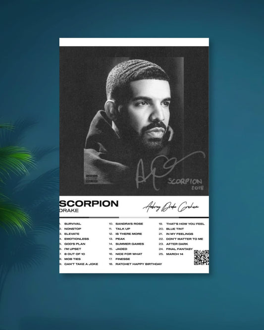 DRAKE|SCORPION 2018|ALBUM COVER|AUTOGRAPH